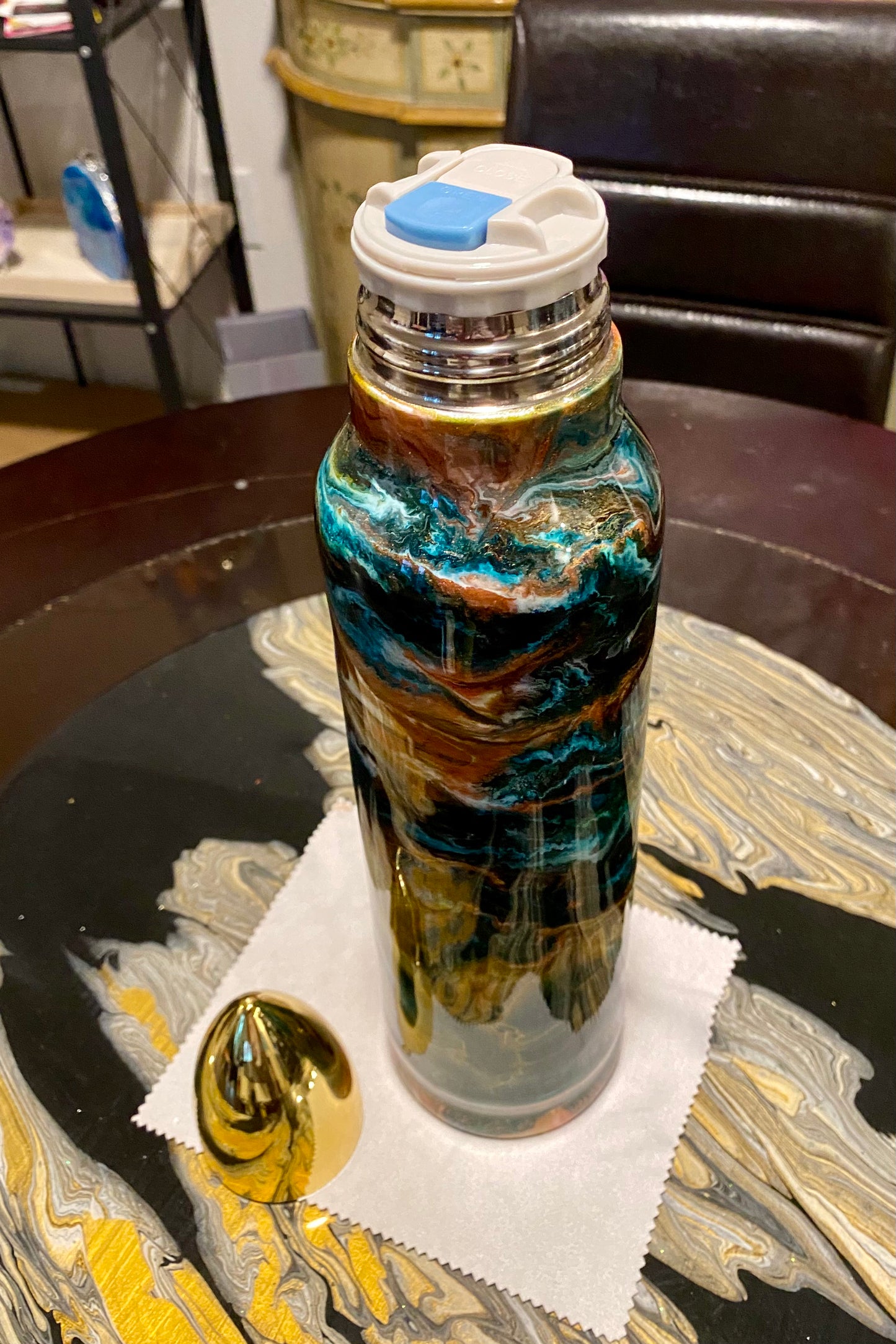 Custom 32oz On Point Tumbler Alcohol inks and Epoxy